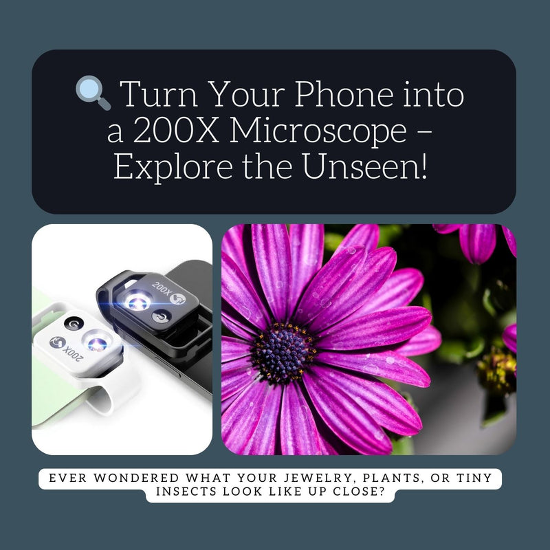 200X Zoom Mobile Microscope Lens with LED Light – Explore the Micro World Anytime, Anywhere